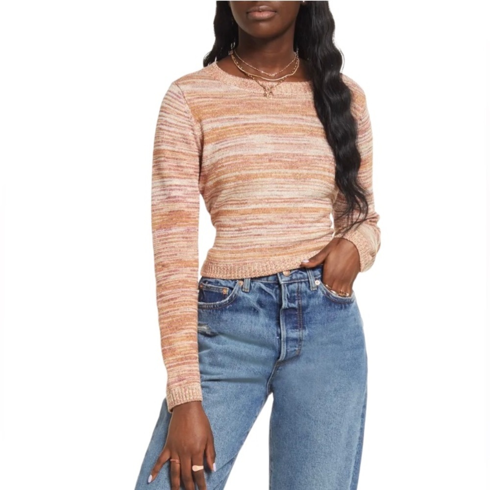 BP. Open Back Tie Sweater in Beige Desert Spacedye NWT - Size 3X